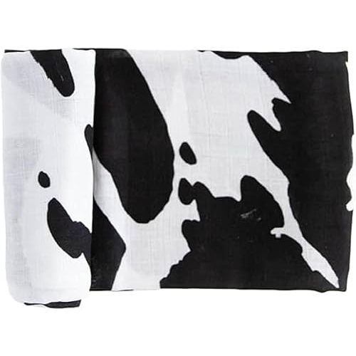 RED ROVR 100% Organic Cotton Muslin Swaddle | Newborn Receiving Blanket | Baby Wrap | Boy, Girl, Unisex | Soft, Lightweight, Breathable | Burping, Nursing, Swaddling | 44" x 44" | Moo Cow