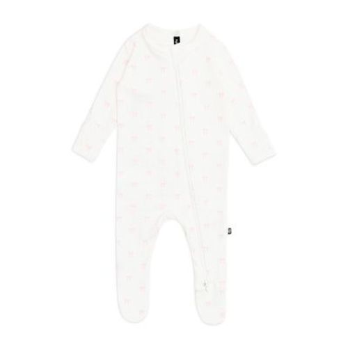 Girls' Pointelle Zippered Footie - Sweet Pink