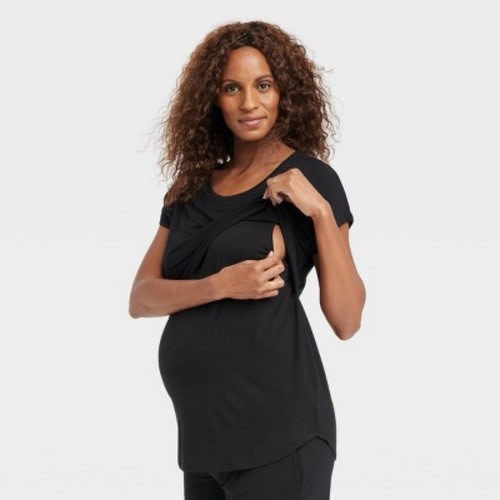 Nursing Top and Shorts Sleep Maternity Pajama Set - Isabel Maternity by Ingrid & Isabel™ Black L