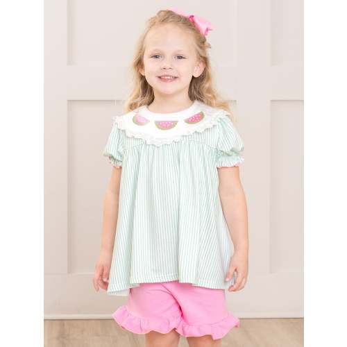 Melon Meadow Embroidered Ruffle Outfit