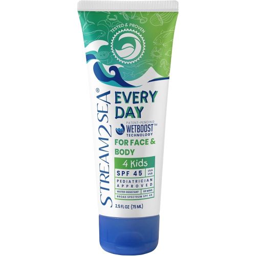 SPF 45 Every Day Kids Mineral Sunscreen | 2.5 Fl Oz Biodegradable, Paraben Free & Reef Safe Sunscreen for Face & Body for Kids | Non-Greasy, Lightweight & Sheer Mineral Protection Against UVA & UVB