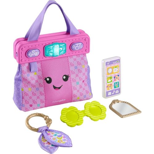 Fisher-Price Baby Learning Toy Laugh & Learn Purse, Going Places Bag with 4 Pretend Play Accessories for Infants & Toddlers Ages 6+ Months