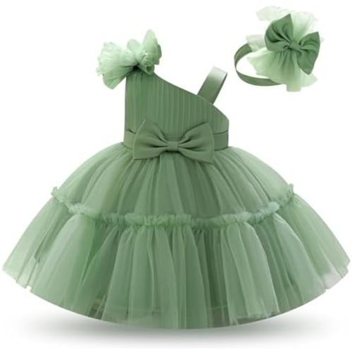 IBTOM CASTLE Baby Flower Girl Dress Bowknot Tulle Tutu Dresses Infant Toddler Pageant Wedding Formal Party Birthday Outfit