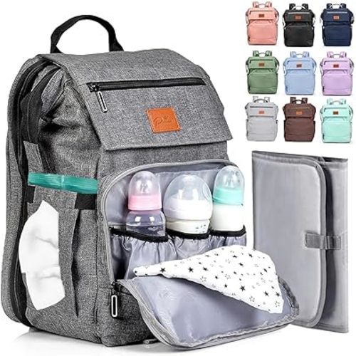 PILLANI Baby Diaper Bag Backpack - Baby Bag for Girls & Boys, Large Waterproof Toddler Diaper Backpack - Baby Shower Gifts & Registry Must Haves - Travel Diaper Bags with Changing Pad - Newborn Stuff