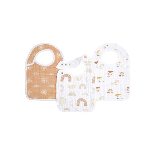 aden + anais Cream 100% Cotton Muslin Keep Rising Snap Bibs 3 Pack