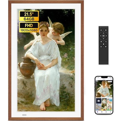FANGOR 21.5" Large Digital Picture Frame 64GB, WiFi Photo Frame 1920x1080 FHD IPS Display with Remote Control, Auto-Rotate, Wall Mounted, Share Photos/Videos Via Uhale App/USB/SD (No Touch Screen)