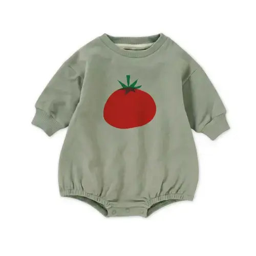Organic Cotton French Terry Bubble Romper - Tomato