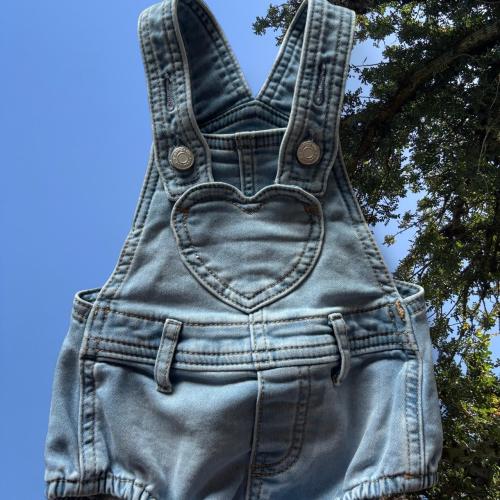 GAP blue denim heart overalls Size 3-6 months
Never...