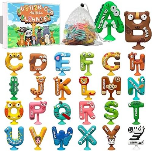 26PCS Suction Bath Toys, Alphabet Learning Tools, Kids Bath Toys, Party Favor, 3-12 Year Old Boy Girl Toddler Travel Toys, Bathtub Toys Spell Matching Letter Toys, Spelling Games
