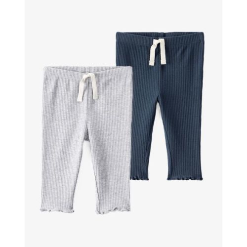 Baby Girl 2-Pack Knit Pull-On Pants Set - Grey/Navy - Carter's | Carter's
