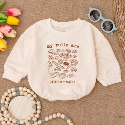 My Rolls Are Homemade Baby Romper, Baby Thanksgiving Outfit, Bread Lover Baby Bodysuit, Cute Baking Baby Clothes, First Thanksgiving Gift