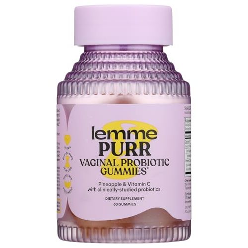 Lemme Purr Vaginal Probiotic Gummies for Women, 30-Day Supply | Balanced pH, Healthy Odor, Yeast Balance & Flora Support + Vitamin C for Immune Health - Tasty Pineapple