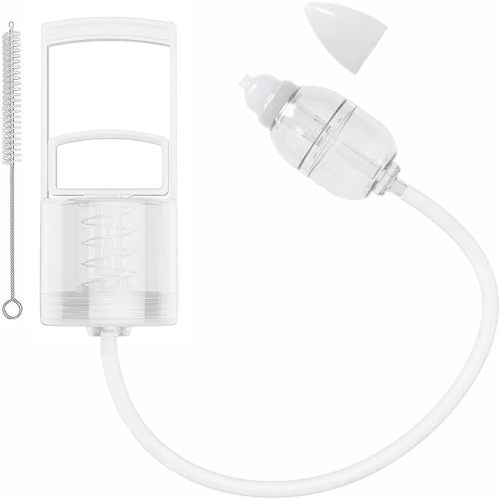 Nasal Aspirator for Baby, Baby Nose Sucker, Booger Sucker with Hand Pump, Baby Nasal Aspirator with Replaceable Silicone Tips, Anti-Backflow Design & Cleaning Brush (Translucent, Plus)