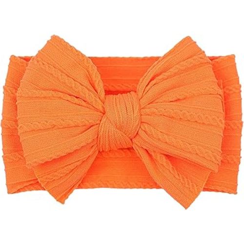 LemonSpace Handmade Fall Baby Girls Bows Soft Stretchy Nylon Hair Bands Hair Accessories Baby headbands with Bows for Newborn Baby Girls Infant Toddlers Kids(Orange)
