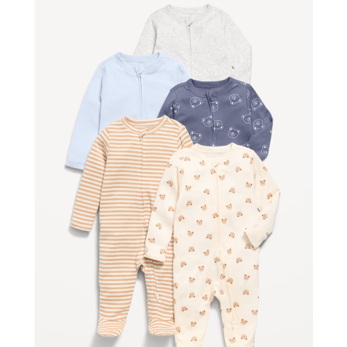 2-Way-Zip Sleep & Play Footed One-Piece 5-Pack for Baby - Bears