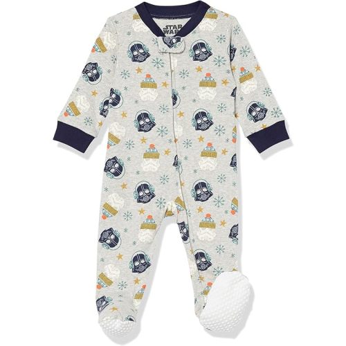 Amazon Essentials Disney | Marvel | Star Wars Unisex Babies' and Toddlers' Snug-Fit Cotton Footed Pajamas, Multipacks