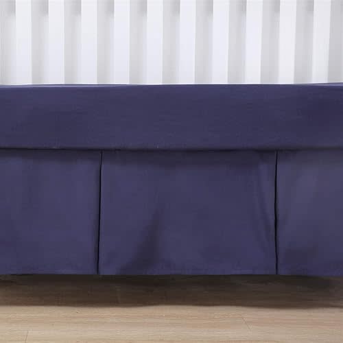 Belsden Crib Skirt with Durable Woven Platform for Boy and Girl, 2 Long Sides Pleated, Split Corners Dust Ruffle for Easy Placement on The Bed Frame Board, 14 inches (36 cm) Length Drop, Navy Color