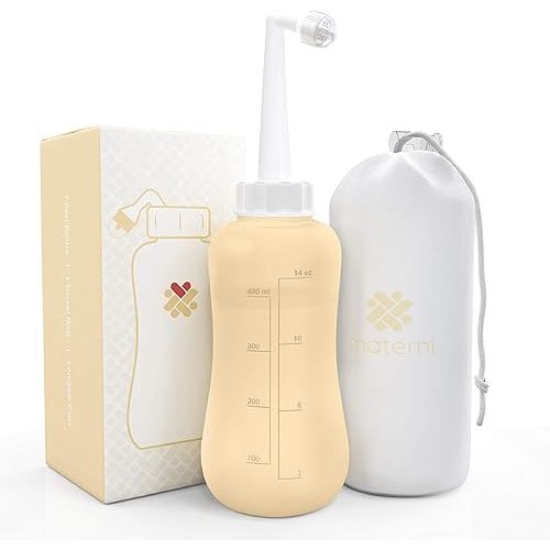 Semi-Transparent 500 ml / 17 oz Materni Peri Bottle for Postpartum Care | Portable Bidet Sprayer, Travel Bidet | Labor and Delivery Essentials for Soothing Relief from Birth Pains or Hemorrhoids