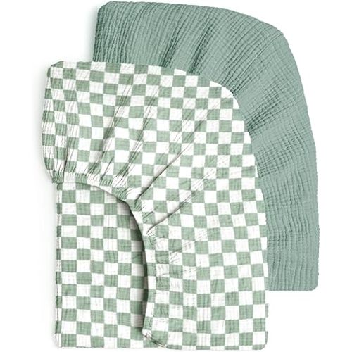 Lulumoon Crib Sheet Muslin for Baby: Soft Cotton Crib Sheets Fitted for Toddler Girl and Boy - Breathable Crib Mattress Sheet