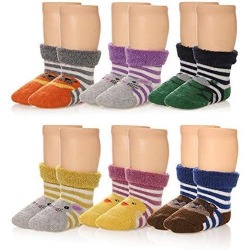 Eocom 6 Pairs Baby Boys Girls Wool Socks Infant Toddlers Kids Unisex Winter Thick Soft Warm Thermal Crew Socks