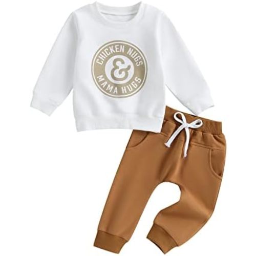 Toddler Baby Boy Clothes Cute Letter Print Long Sleeve Sweatshirt Tops and Stretch Pants Newborn Fall Winter Outfit