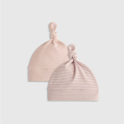 The Softest Rib Hat (2-Pack)  in Peach Blush/Lilac Stripe