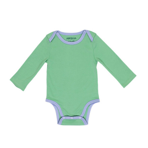 Long Sleeve Bodysuit, Grass Green with Blue - Arquia | Maisonette