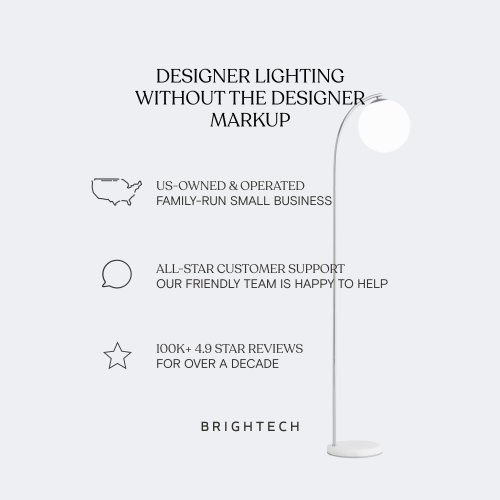 Brightech Luna Drop 75 in. Antique Brass Modern LED Super Bright Floor Lamp with Frosted White Glass Globe Shade