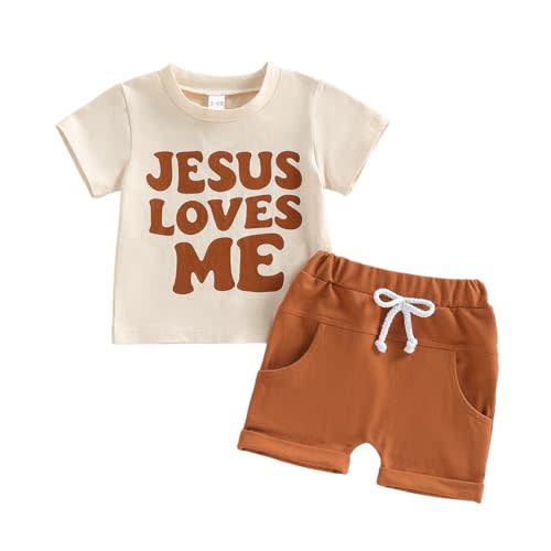 Lizxun Toddler Baby Summer Outfit Infant Baby Boy Girl Letter Print Short Sleeve Crew Neck T-Shirts Shorts Clothes Set