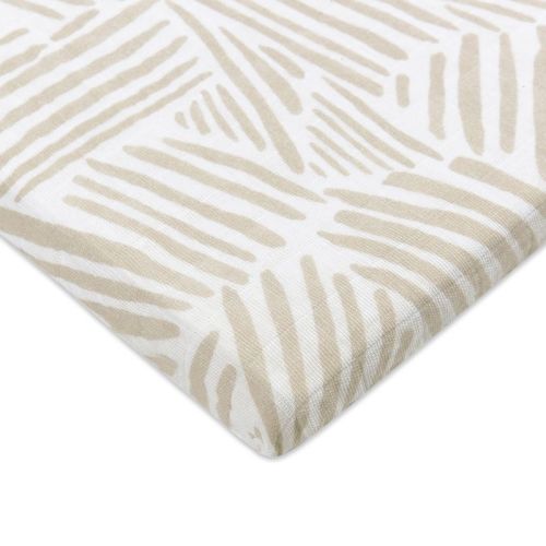 Babyletto All-Stages Bassinet Sheet in GOTS Certified Organic Muslin Cotton - Oat Stripe