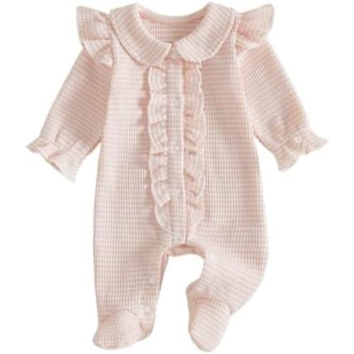 Baby Girl Knit Romper Newborn Hospital Outfit Floral Crochet Embroidery Jumpsuit Fall Clothes Coming Home Outfit