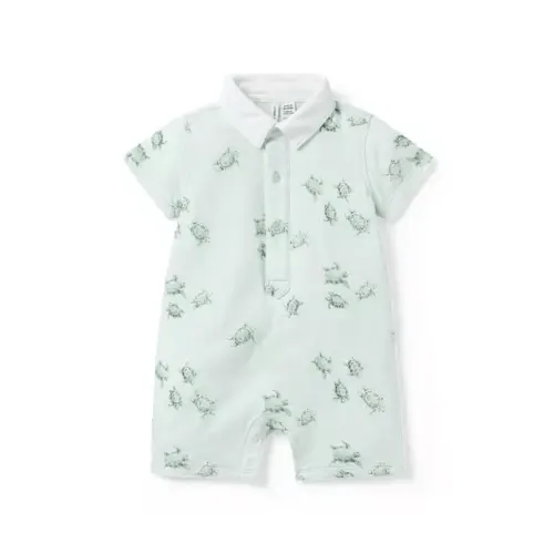 Baby Ceylon Green Turtle Baby Turtle Collared Romper by Janie and Jack