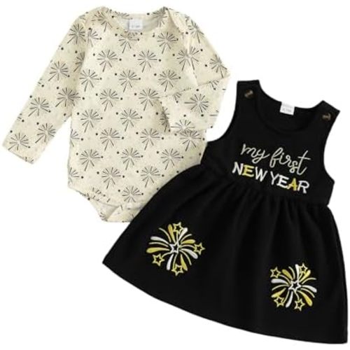 Socutebabe My First Fiesta Baby Girl Outfit Newborn Short Sleeve Onesie Romper and Overalls Skirt Dress Outfits Cute Clothes