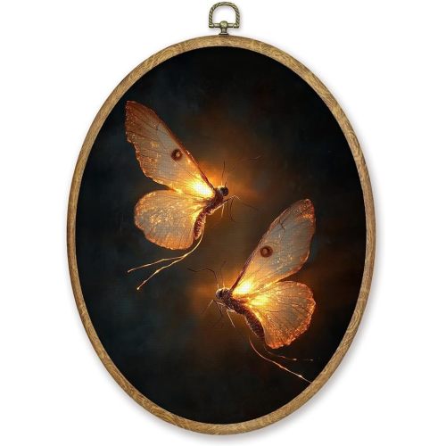 CGBHW Moody Glowworm Oval Wall Art Decor, Vintage Gothic Dark Academia Canvas Prints Framed, Cottagecore Wall Art Hanging Decor for Home Gallery Bedroom Living Room Decorations, 8.6x11.4 Inch