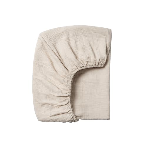 Meracorallo Muslin Crib Sheet, 100% Cotton Fitted Crib Sheet 28x52 Soft and Breathable Baby Boys Girls Cover for Standard Crib and Toddler Mattresses, Beige