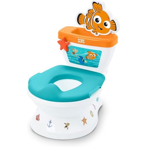 Bright Starts Disney Junior Finding Nemo My Size Potty Training Toilet, Toddler Potty Chair with Flushing & Cheering Sounds, Removable Seat with Splash Guard & Handles, Ages 18+ Months, Up to 50 lbs
