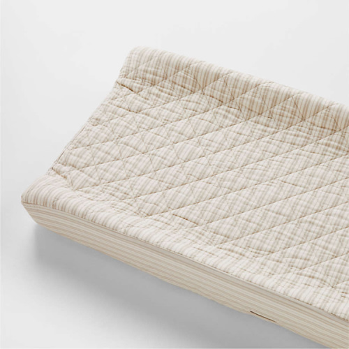 Frenchie Natural Taupe Organic Cotton Baby Changing Pad Cover by Leanne Ford