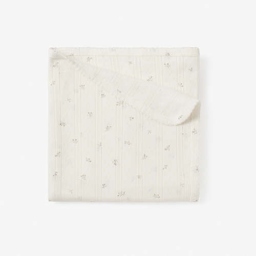 White Floral Organic Pointelle Cotton Baby Blanket
 – Elegant Baby
