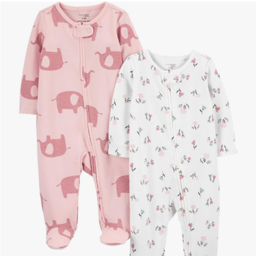 Simple Joys by Carter's baby-girls 2-way Zip Thermal Footed Sleep and Play, Pack of 2