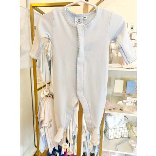 Blue with Blue Trim Cotton Footie