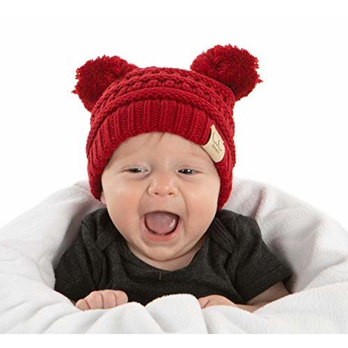 Funky Junque Exclusives Baby Infant Beanie Knit Warm Winter Pom Pom Skull Cap Hat
