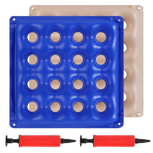 2-Pack Inflatable Seat Cushions, Pressure Relief Waffle Cushion, Ideal for Long Sitting, Office Chairs, Car Seats, Wheelchair Cushions, Comes with 2 Air Pumps, Portable and Comfortable