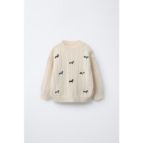 EMBROIDERED DOGS KNIT JUMPER - Ecru | ZARA United States