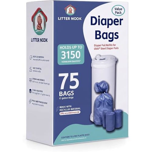 75 Count Diaper Pail Bags for Ubbi Diaper Pails