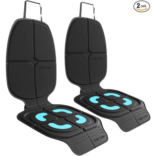 HEYTRIP Car Seat Protector, 2 Packs, Rear-Facing/Forward Facing Car Seat Mat for 0~12 Years Old Children, Waterproof, Easy Cleanup, Non-Slip, Fit Most Car Seats(Black Blue)
