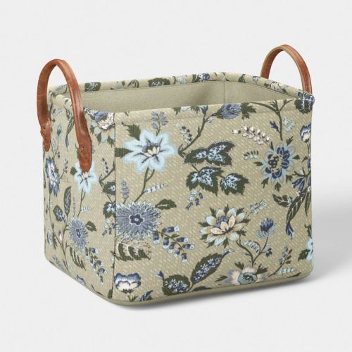 "My Car Organizer" Small Quilted Fabric Bin Green Floral - Threshold™