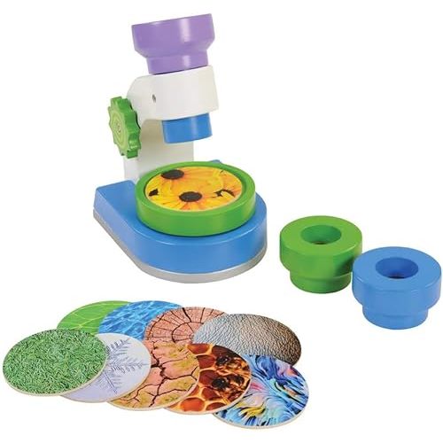 Kaplan Early Learning Nature View Microscope with Interchangeable Lenses and Detailed Nature Slides Promoting STEM Learning