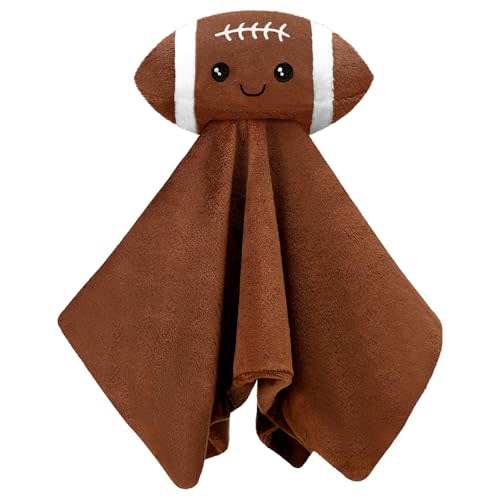 Fanfanwin 15 Inches Cute Football Security Blanket Football Baby Stuff Lovely Plush Sleeping Snuggle Gifts Sport Nursery Baby Shower Decor for Newborn Toddler Stuffed Snuggle