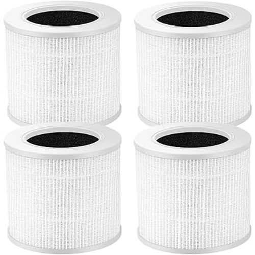4 Pack Core Mini HEPA Filters for LEVOIT Core Mini Core Mini-P Air Purifier Replacement Filter 3-in-1 HEPA, High-Efficiency Activated Carbon, Replace Part Core Mini-RF