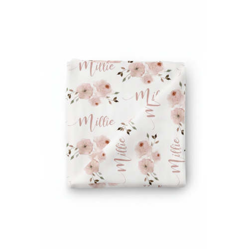 Millie's Dusty Rose Garden Personalized Baby Name Swaddle Blanket